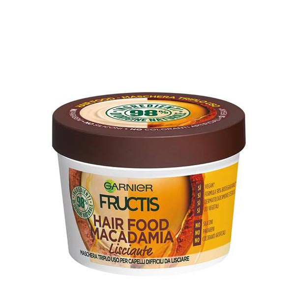 GARNIER FRUCTIS MASCHERA HAIR FOOD MACADAMIA LISCIANTE 390 ML - Tre Pi Profumerie