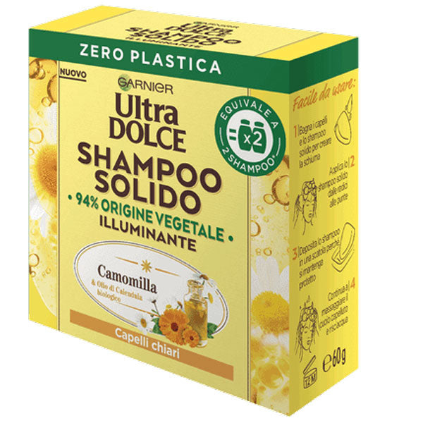 GARNIER ULTRA DOLCE SHAMPOO SOLIDO ILLUM CAMOMILL CAP CHIARI 60G - Tre Pi Profumerie