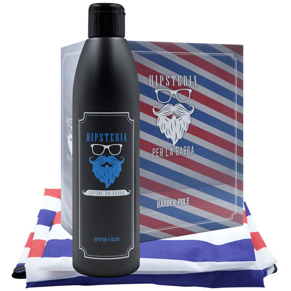 HIPSTERIA COFANETTO SAPONE BARBA E BAFFI 250 ML + MANTELLINA - Tre Pi Profumerie
