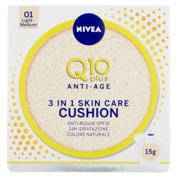 NIVEA Q10 PLUS ANTI AGE3 IN 1 SKIN CARE CUSHION 01 LIGHT 15g - Tre Pi Profumerie