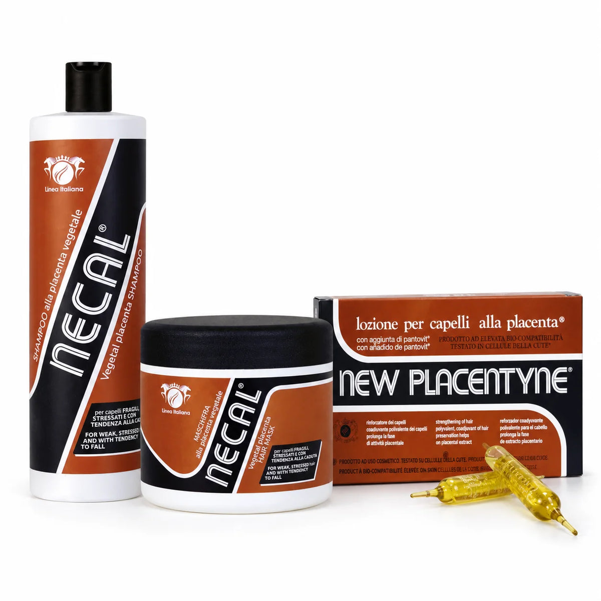 KIT NECAL ALLA PLACENTA ANTICADUTA SHAMPOO+MASCHERA+FIALE