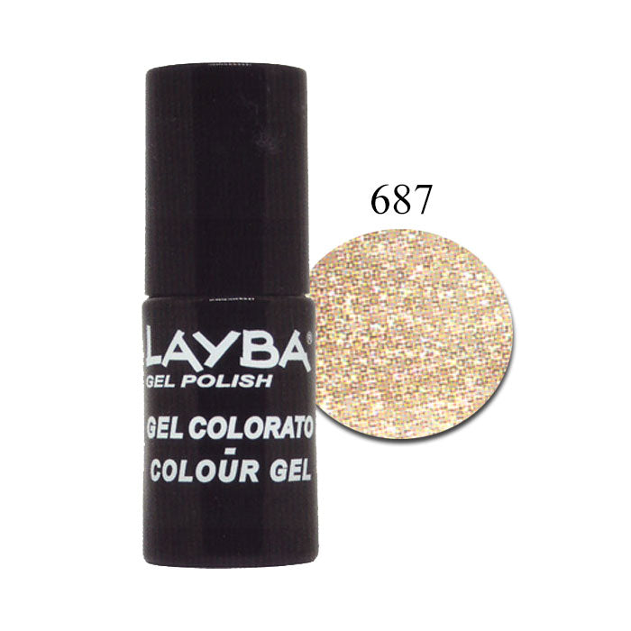 LAYLA LAYBA SMALTO SEMIPERMANENTE GEL POLISH GOLD GLITTER 687 - Tre Pi Profumerie