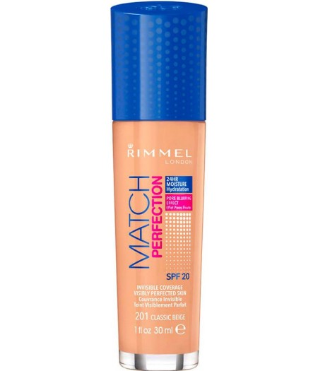 RIMMEL MATCH PERFECTIONFONDOTINTA CLASSIC BEIGE 201 - Tre Pi Profumerie