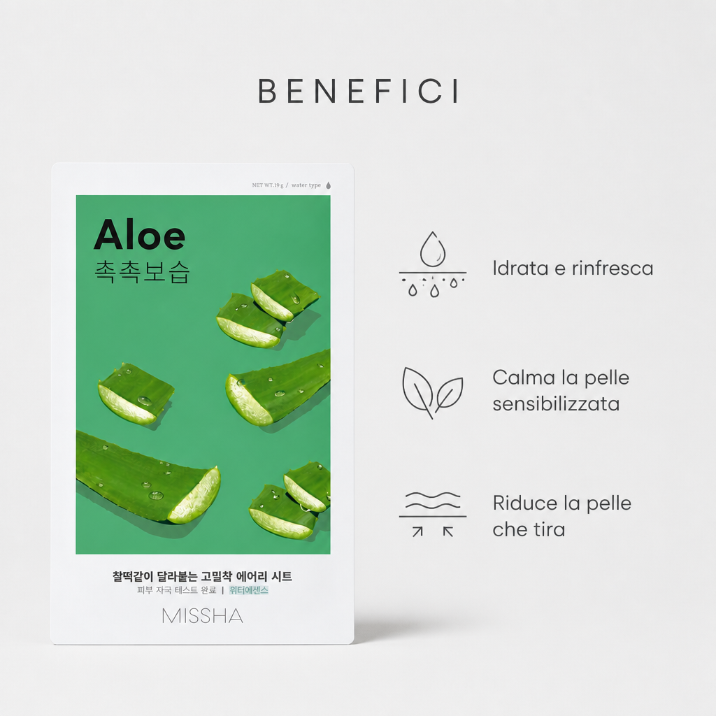 Missha Airy Fit Sheet Mask Aloe – Maschera Viso Idratante 19g