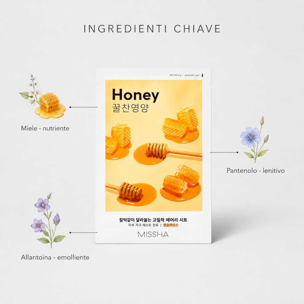 Missha Airy Fit Sheet Mask Honey – Maschera Viso Nutriente 19g