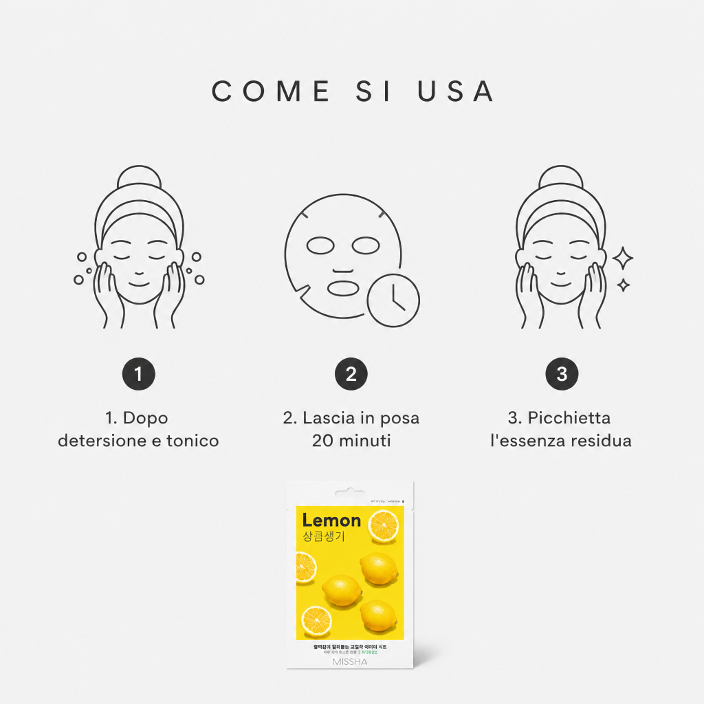 Missha Airy Fit Sheet Mask Lemon – Maschera Viso Illuminante 19g