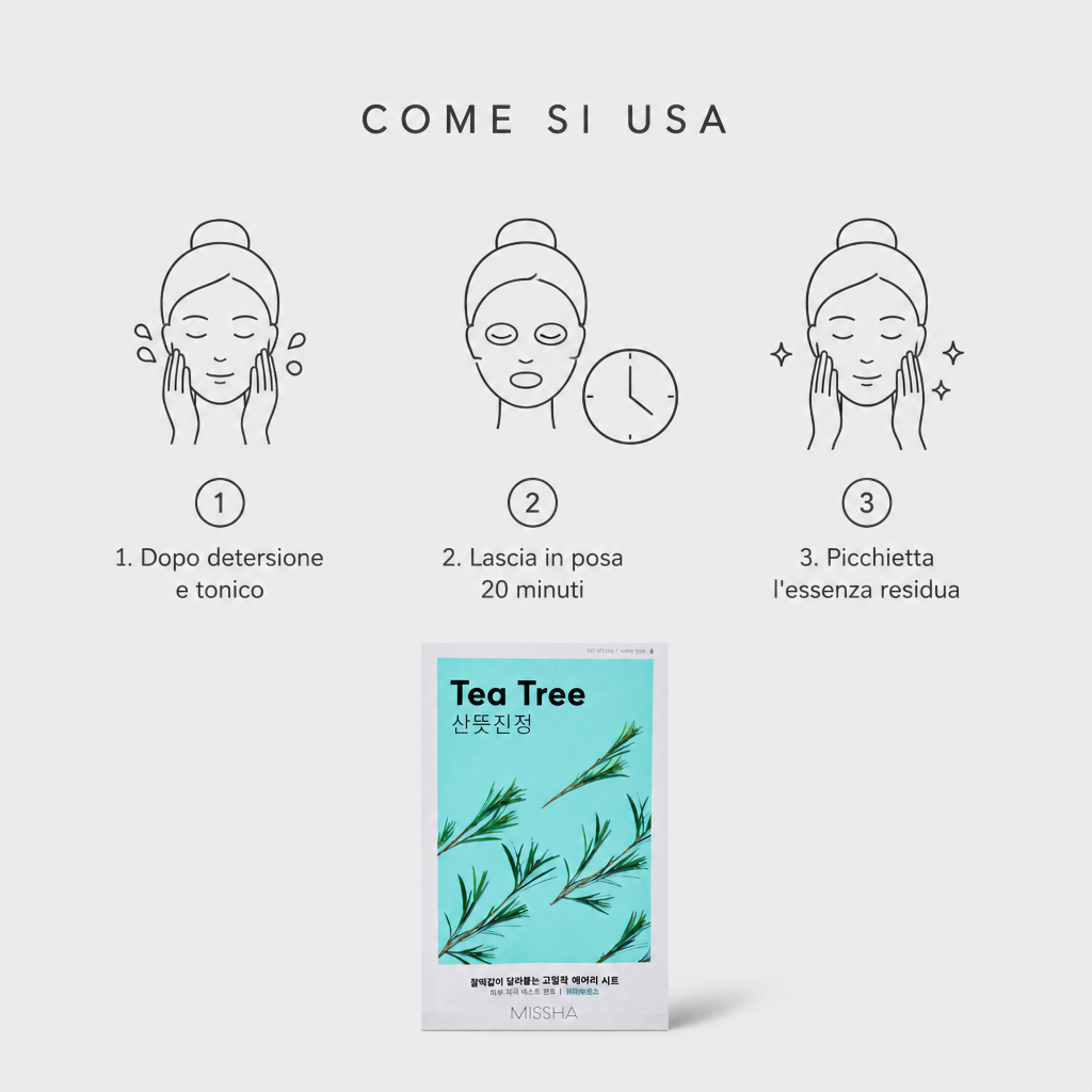 Missha Airy Fit Sheet Mask Tea Tree – Maschera Viso Purificante 19g