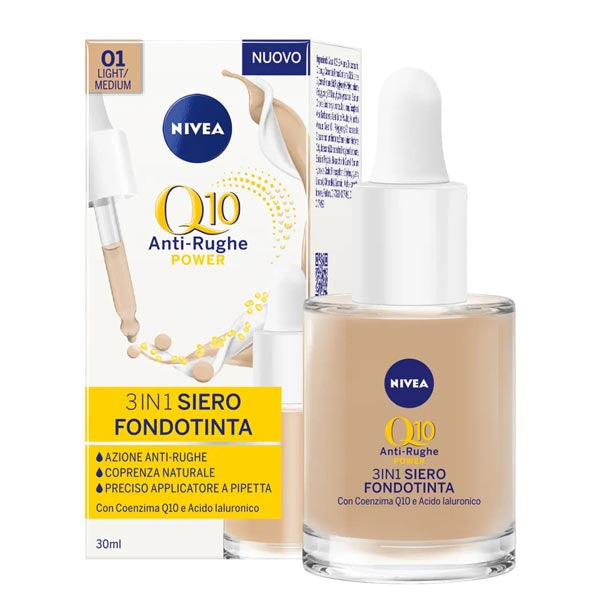 NIVEA Q10 ANTI-RUGHE 3IN1 SIERO FONDOTINTA 01 LIGHT MEDIUM - Tre Pi Profumerie