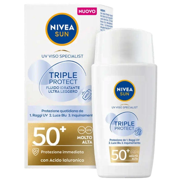 NIVEA SUN TRIPLE PROTECT CON ACIDO IALURONICO SPF 50+ 40 ML - Tre Pi Profumerie