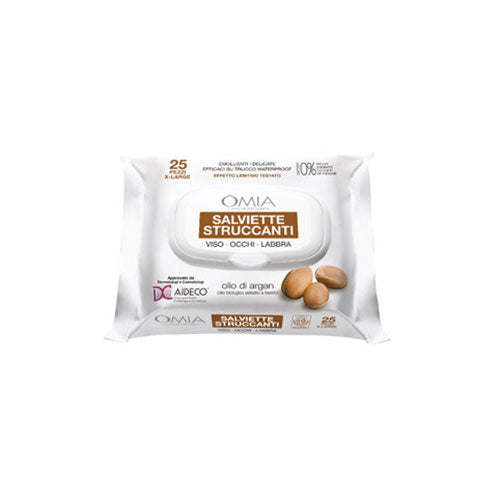 OMIA SALVIETTE STRUCCANTI VISO-OCCHI-LABBRA ALL'OLIO DI ARGAN - Tre Pi Profumerie