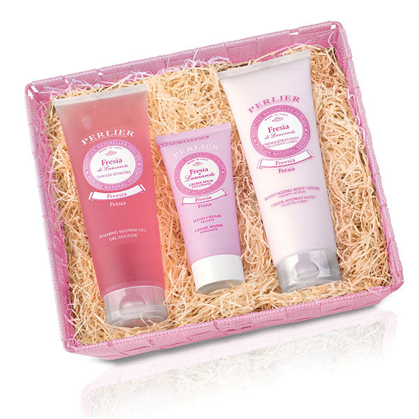 PERLIER COFANETTO FRESIA DOCCIA 250 + MANI 100 + IDRATANTE 250 - Tre Pi Profumerie