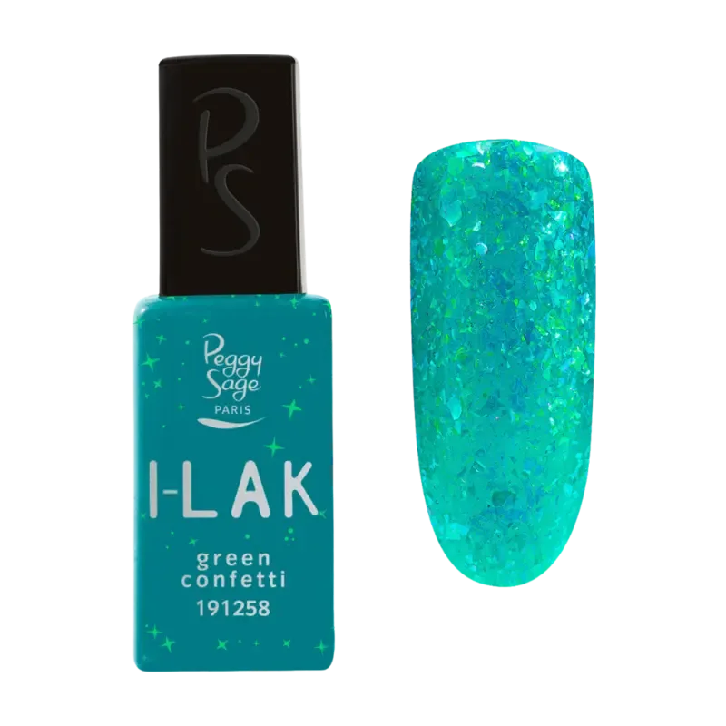 PEGGY SAGE I-LAK SOAK OFF GEL VERNIS CONFETTI VERT - 11ML