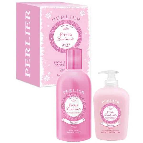 PERLIER FRESIA COFANETTO BAGNO SCHIUMA 500 ML + SAPONE 300 ML - Tre Pi Profumerie