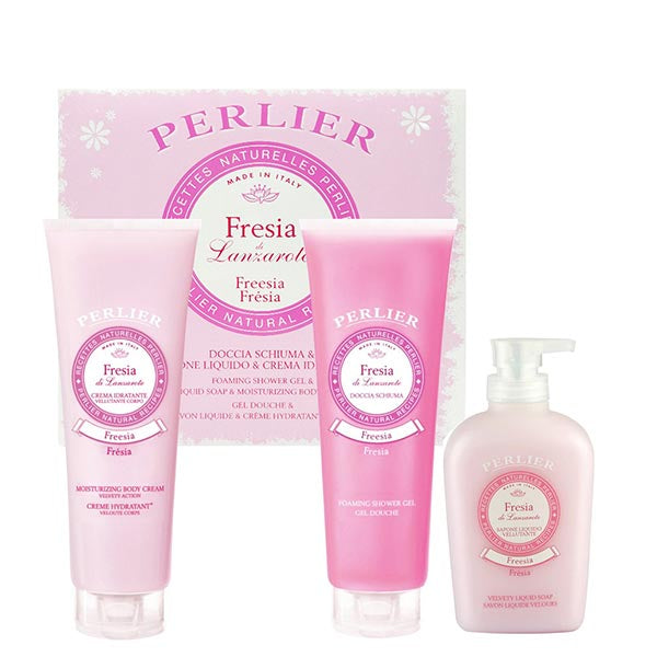 PERLIER FRESIA COFANETTO DOCCIA CREMA + CREMA CORPO + SAPONE LIQ - Tre Pi Profumerie