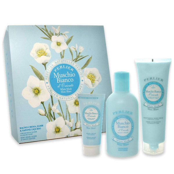 PERLIER MUSCHIO BIANCO COFANETTO BAGNO CREMA + CREMA IDRATANTE - Tre Pi Profumerie