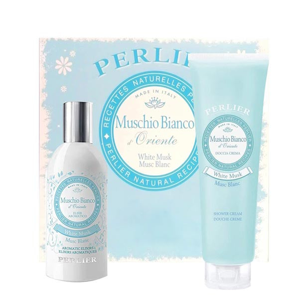 PERLIER MUSCHIO BIANCO COFANETTO DOCCIA CREMA + PROFUMO - Tre Pi Profumerie