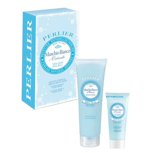 PERLIER MUSCHIO BIANCO COFANETTO DOCCIA 250 ML + MANI 100 ML - Tre Pi Profumerie