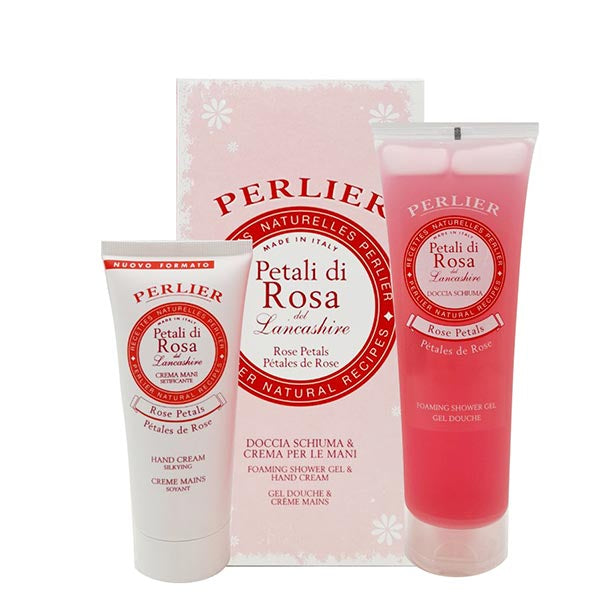 PERLIER PETALI DI ROSA COFANETTO DOCCIA SCHIUMA + CREMA MANI - Tre Pi Profumerie