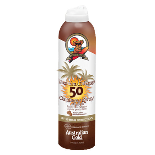 AUSTRALIAN GOLD PREMIUMCOVERAGE KONA COFFEE SPRAY SPF 50 177 ML - Tre Pi Profumerie