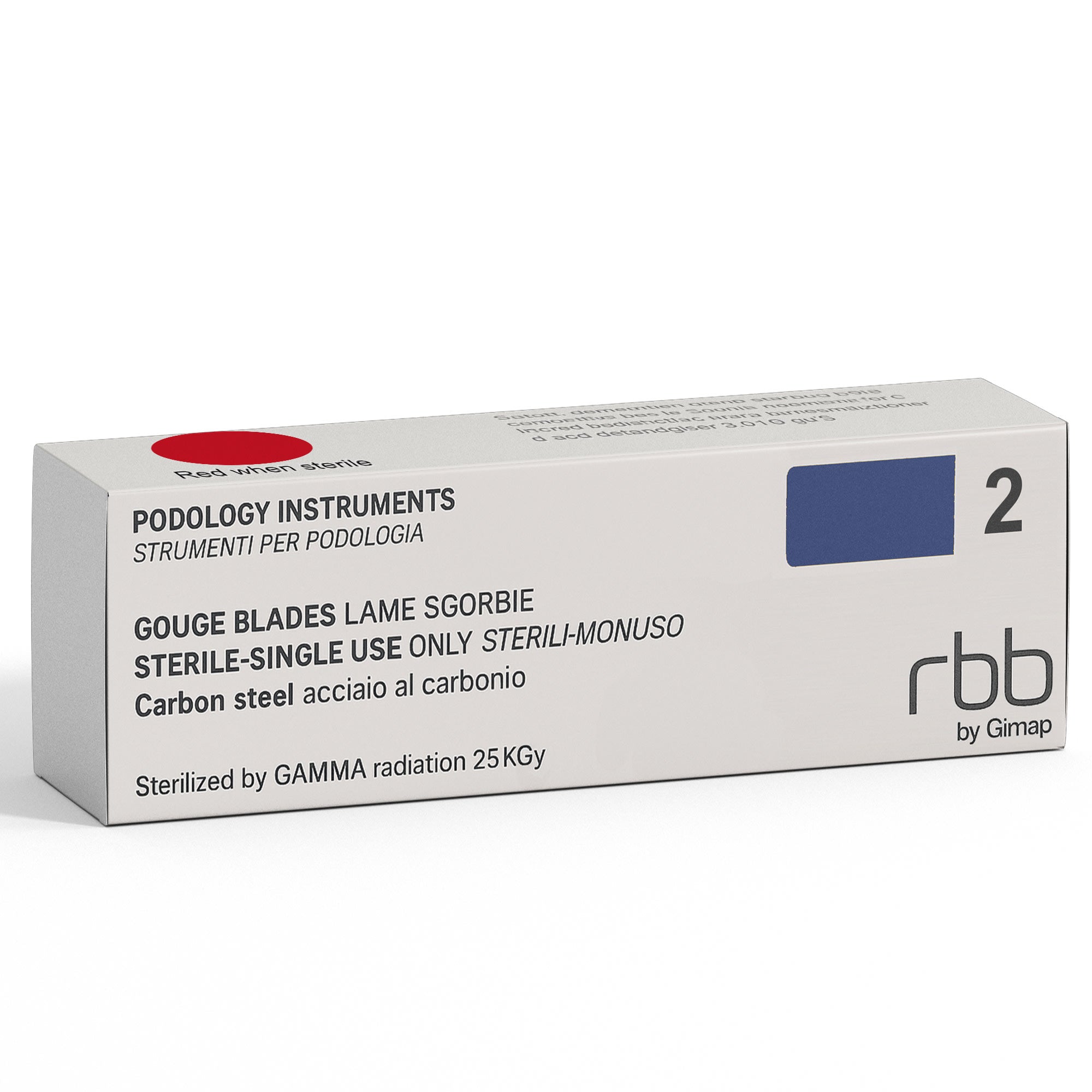 RBB LAME SGORBIE STERILI MONOUSO ACCIAIO AL CARBONIO 20 PZ 2 MM