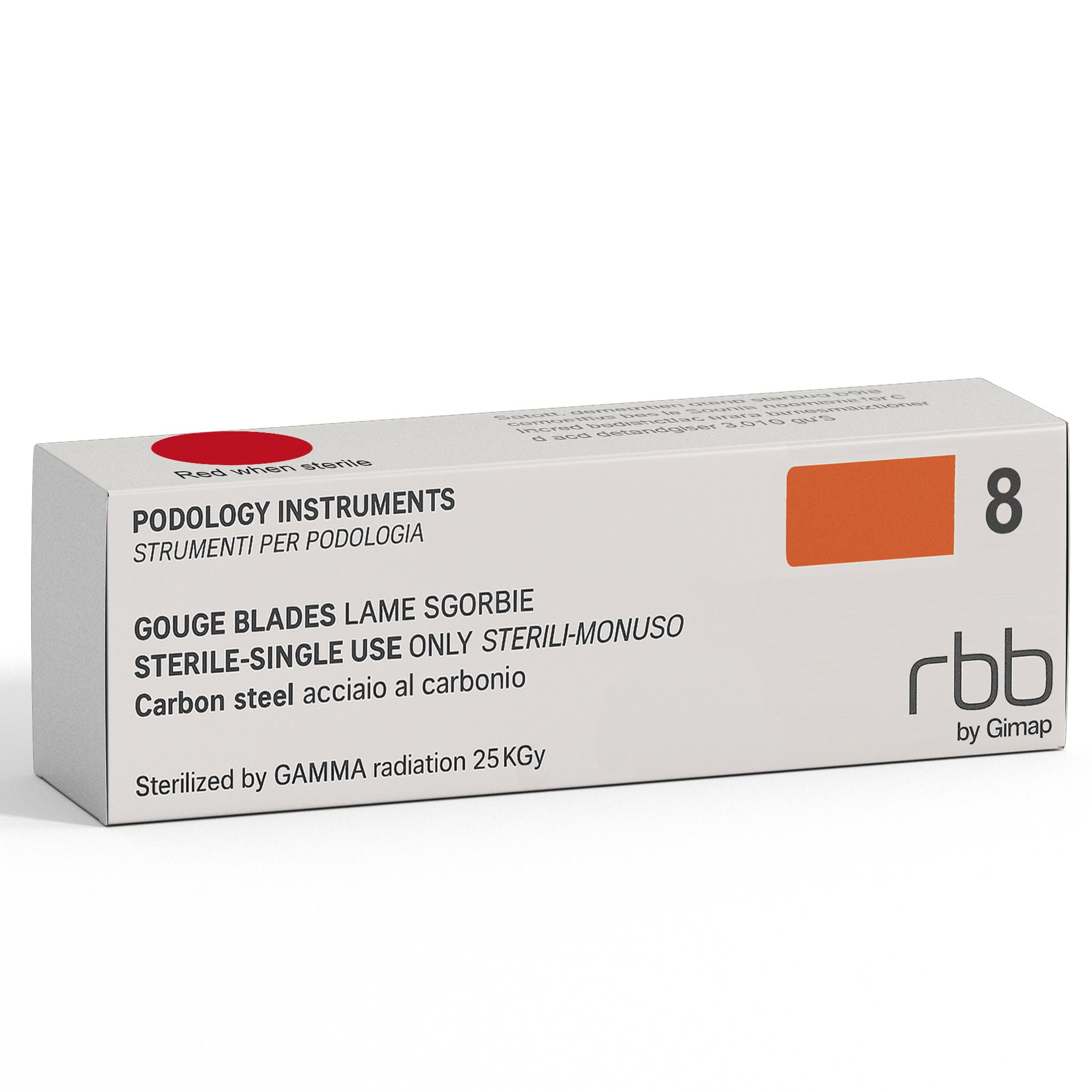 RBB LAME SGORBIE STERILI MONOUSO ACCIAIO AL CARBONIO 20 PZ 8 MM