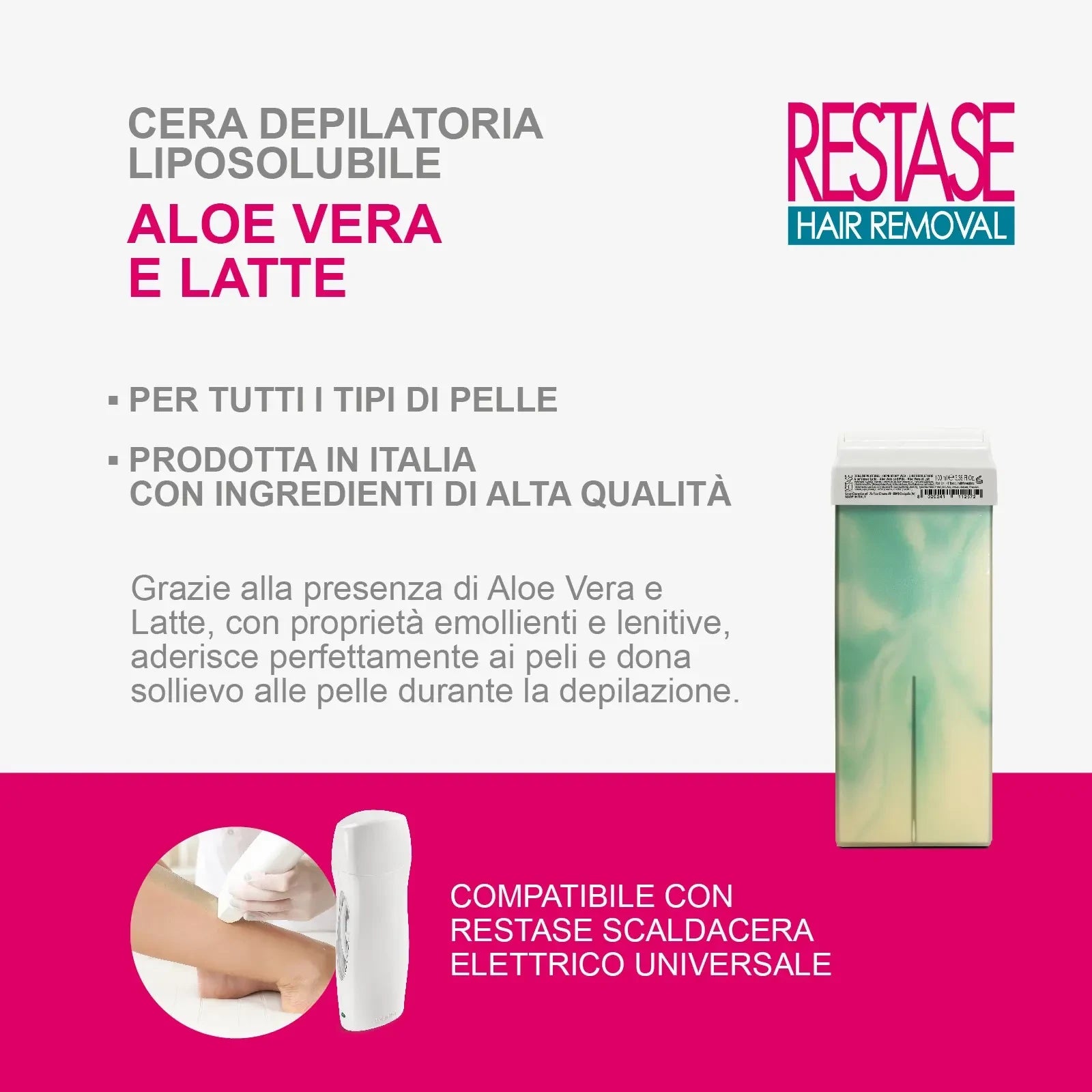 RESTASE CERA DEPILATORIA ALOE VERA E LATTE ROLL-ON 100 ML