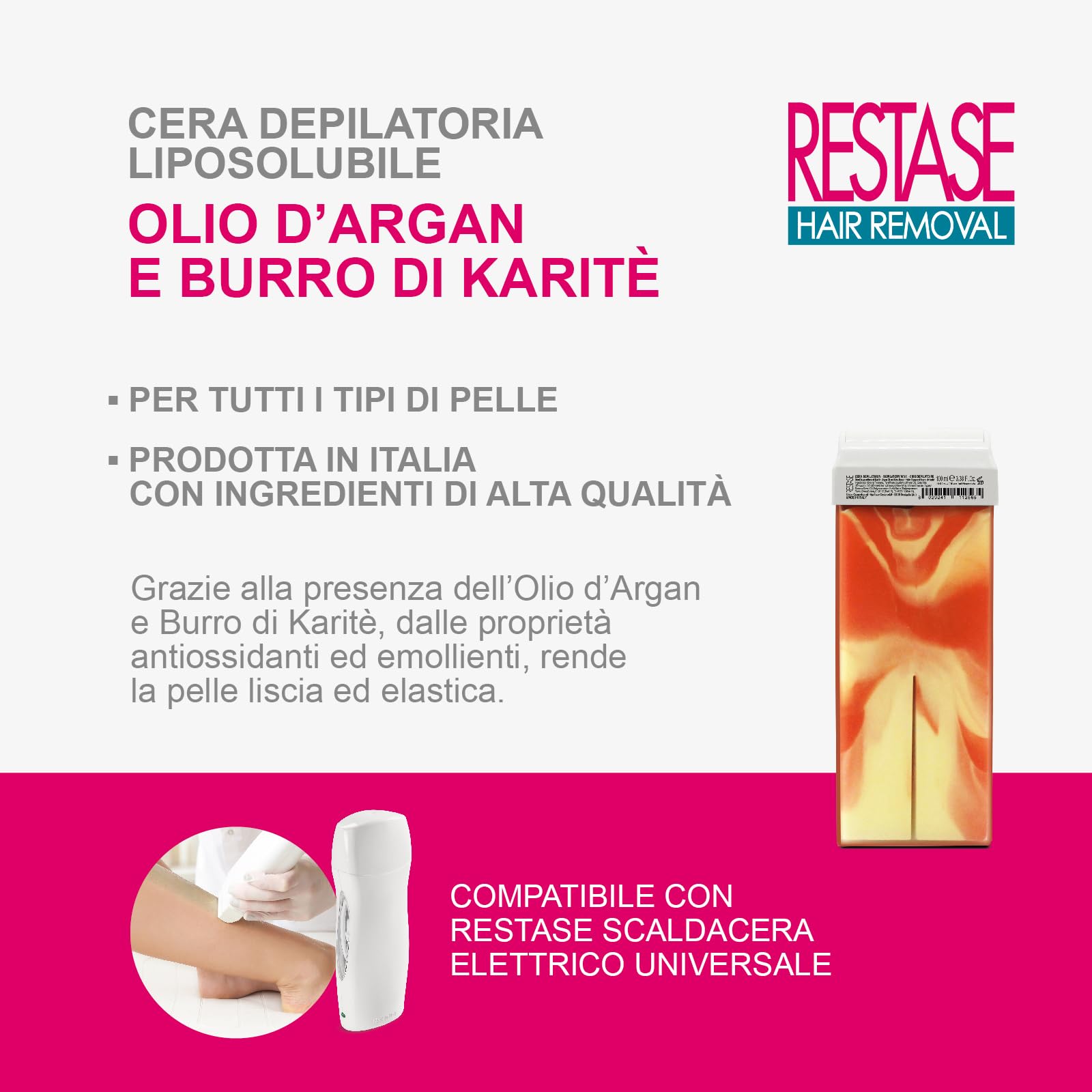 RESTASE CERA DEPILATORIA ARGAN E BURRO DI KARITE' ROLL-ON 100 ML