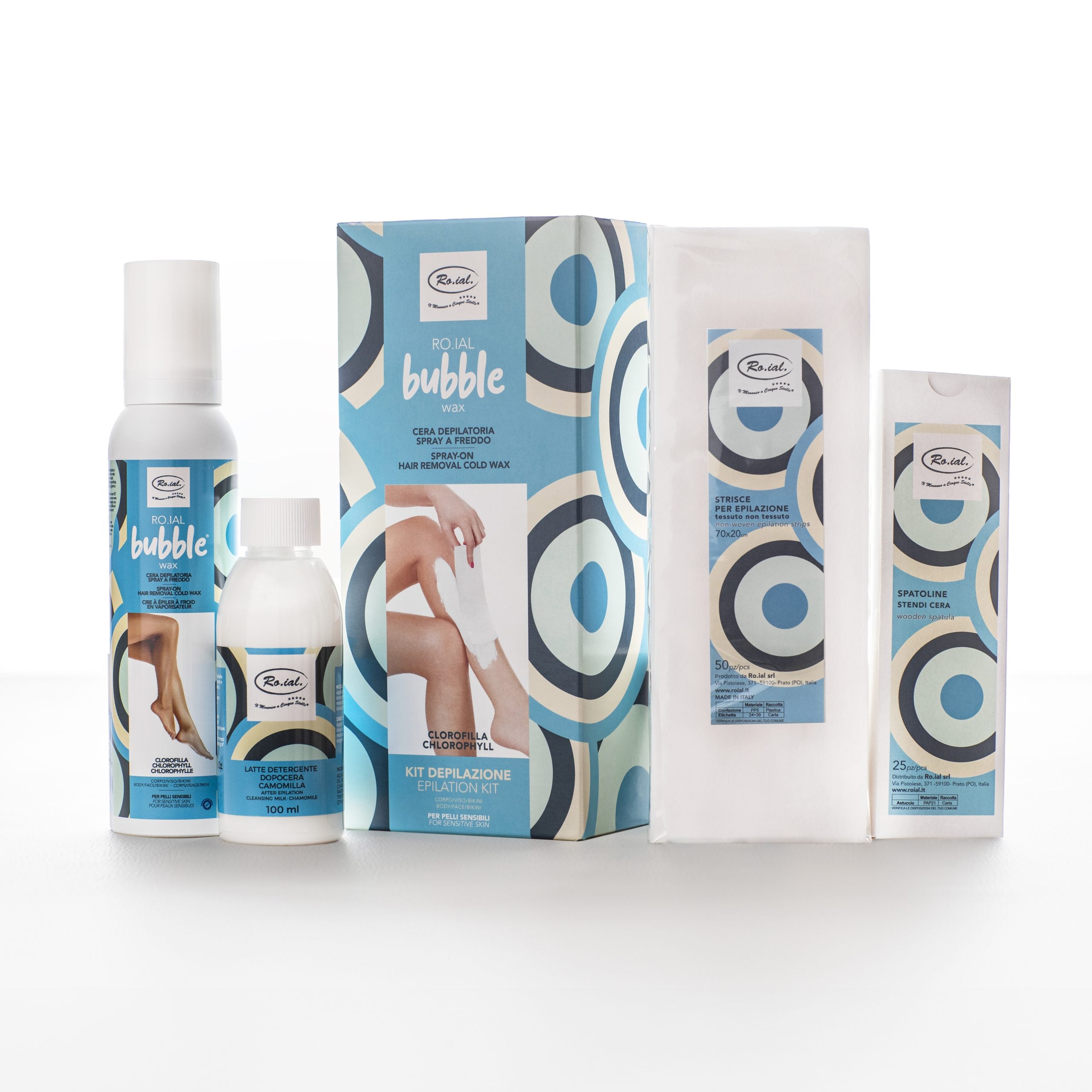 RO.IAL BUBBLE WAX CHLOROPHYLL HAIR REMOVAL KIT FOR SENSITIVE SKIN
