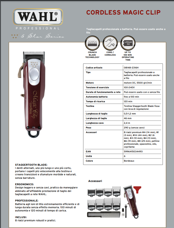 WAHL TAGLIACAPELLI MAGIC CLIP CORDLESS - Tre Pi Profumerie