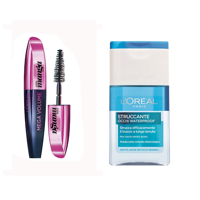 L'OREAL STRUCCANTE OCCHI WATERPROOF + MASCARA MISS MANGA - Tre Pi Profumerie