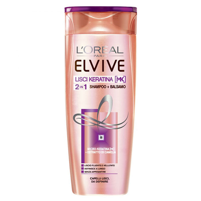 L'OREAL ELVIVE SHAMPOO LISCI KERATINA 2 IN 1 400 ML - Tre Pi Profumerie