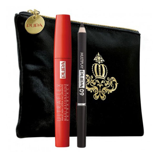 PUPA MASCARA ULTRAFLEX + MATITA MULTIPLAY 09 BLACK + POCHETTE - Tre Pi Profumerie