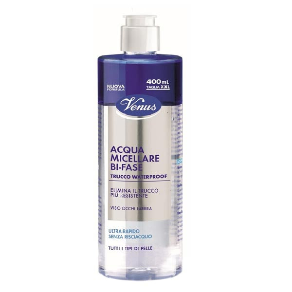 VENUS ACQUA MICELLARE BI FASE TRUCCO WATERPROOF 400 ML - Tre Pi Profumerie