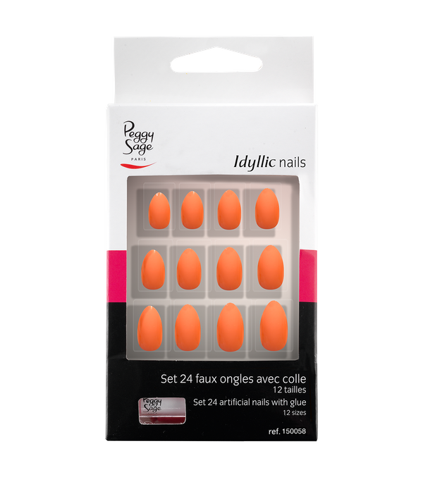 PEGGY SAGE Kit 24 Fake Nails Idyllic Nails + Glue 150058 Coral